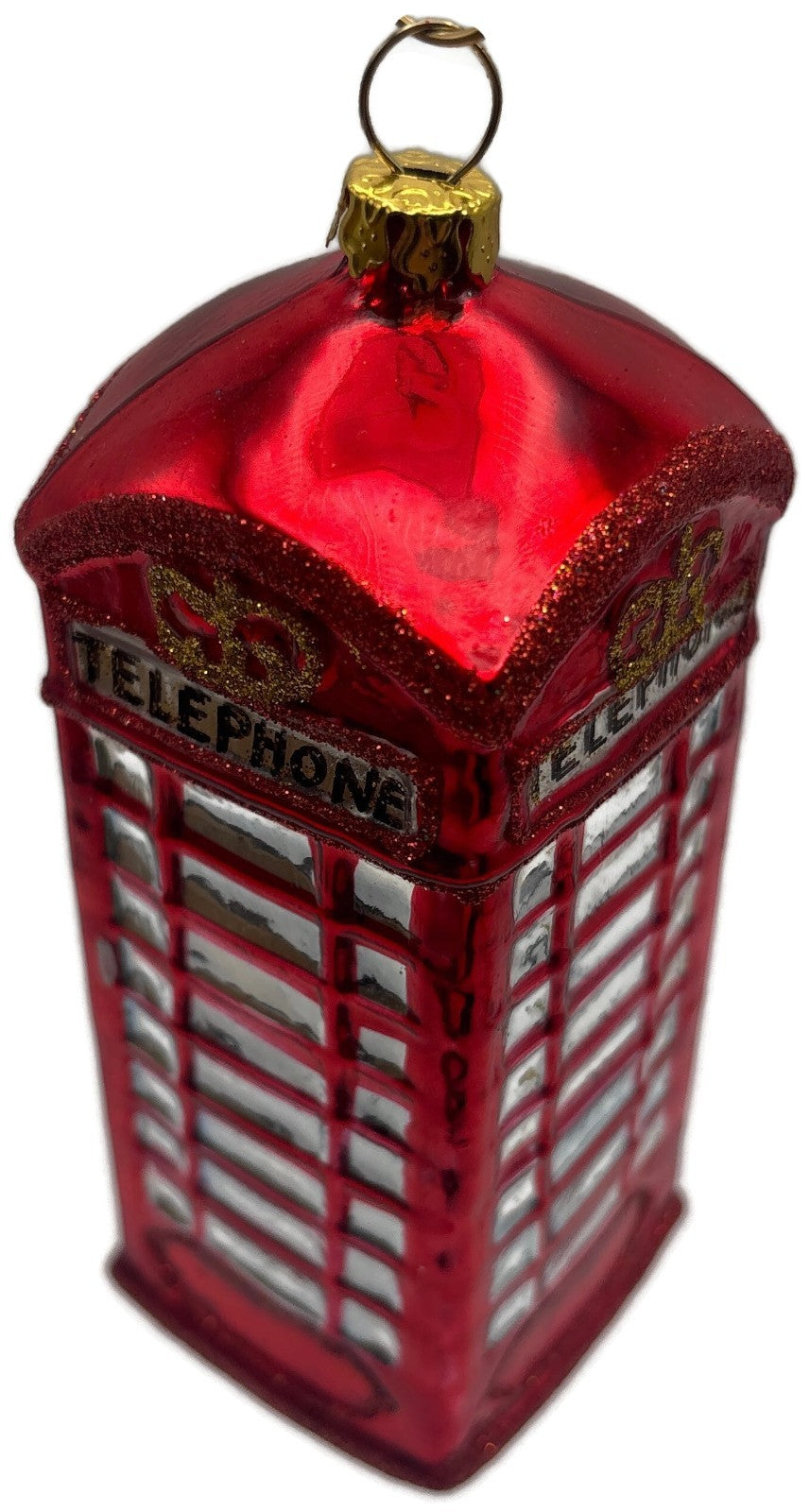 Christopher Radko London Calling Red Telephone Booth Glass Christmas Ornament9