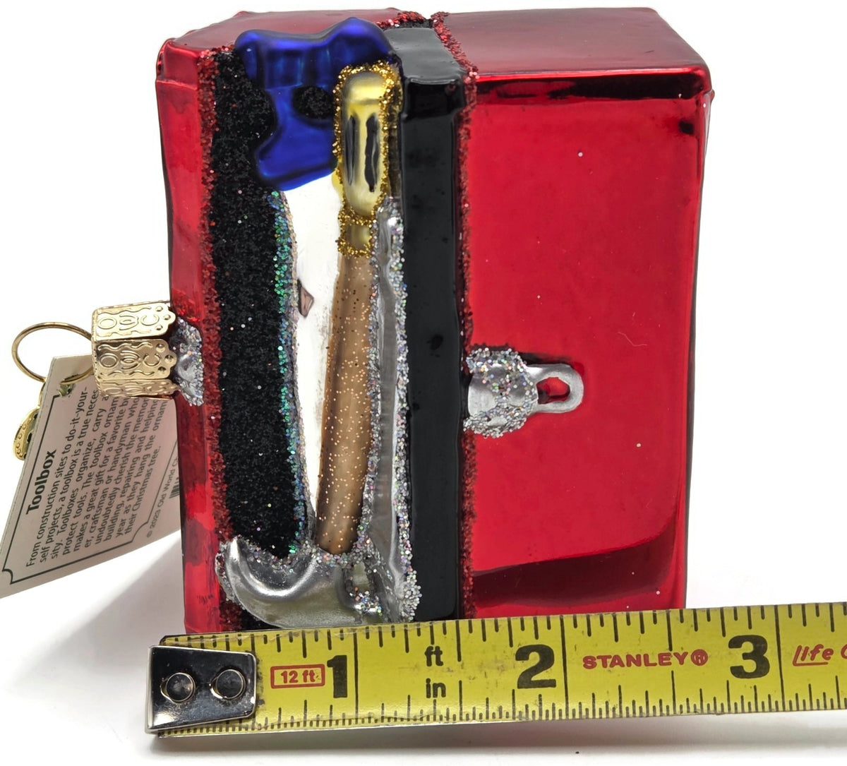 Old World Christmas Tool Box Hammer Red Glitter Glass OWC Holiday Tree Ornament8