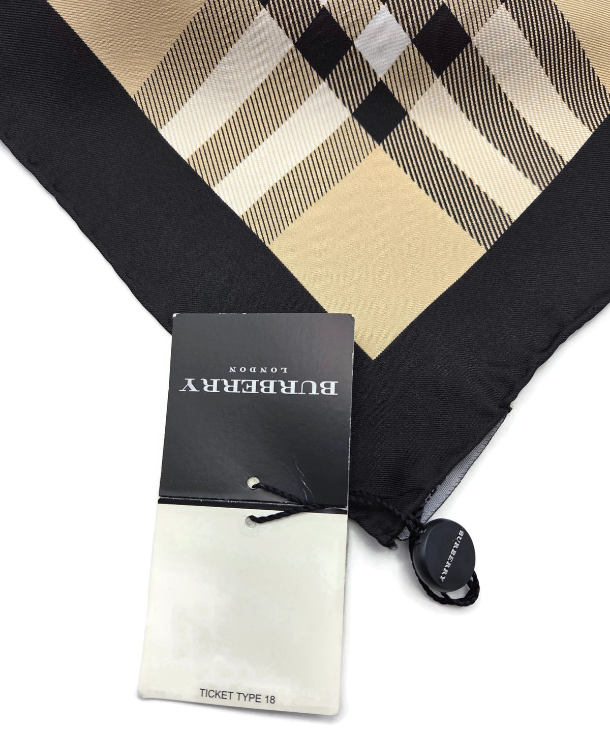 Burberry London Scarf Classic Check  Square Camel Beige New 100% Silk 34 X 3412