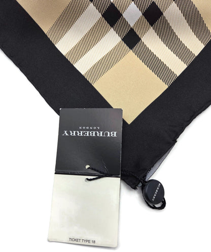 Burberry London Scarf Classic Check  Square Camel Beige New 100% Silk 34 X 3412
