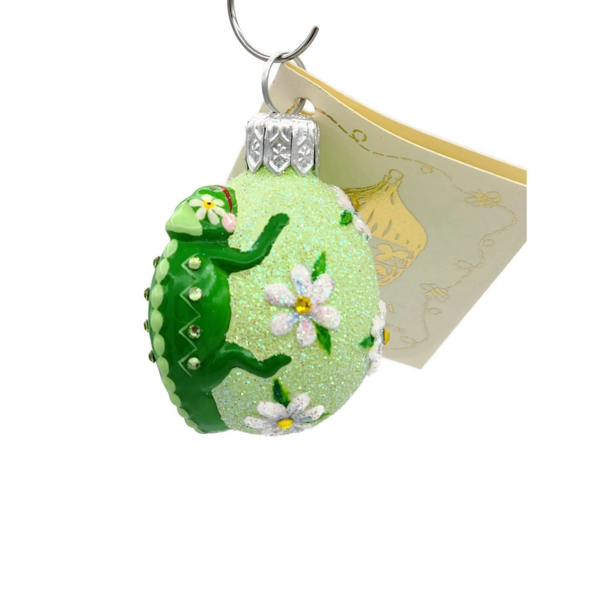 Patricia Breen Springtime Chameleon Daisy Green Jeweled Christmas Ornament 29291