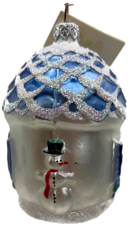 Patricia Breen Winter Acorn House Matte White Snowman Christmas Ornament 98035