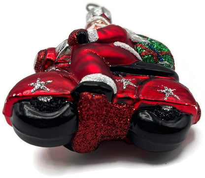 Patricia Breen Ciao Henry Red Santa Motorcycle Plaid Bag Christmas Ornament 22189
