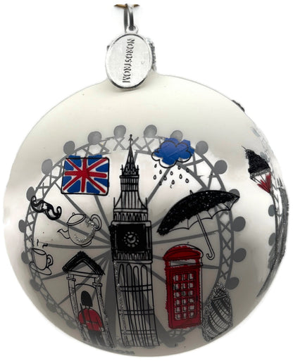 Nordstrom At Home England Big Ben London Eye Glass Ball Christmas Ornament 4