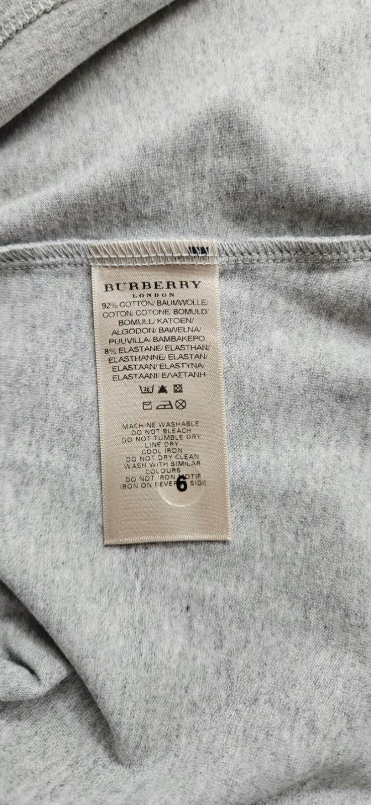 Burberry London Pale Grey Nova Check Trim Short Sleeve T Shirt Womens Medium NWT9