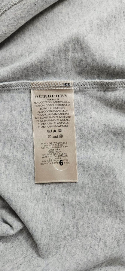 Burberry London Pale Grey Nova Check Trim Short Sleeve T Shirt Womens Medium NWT9