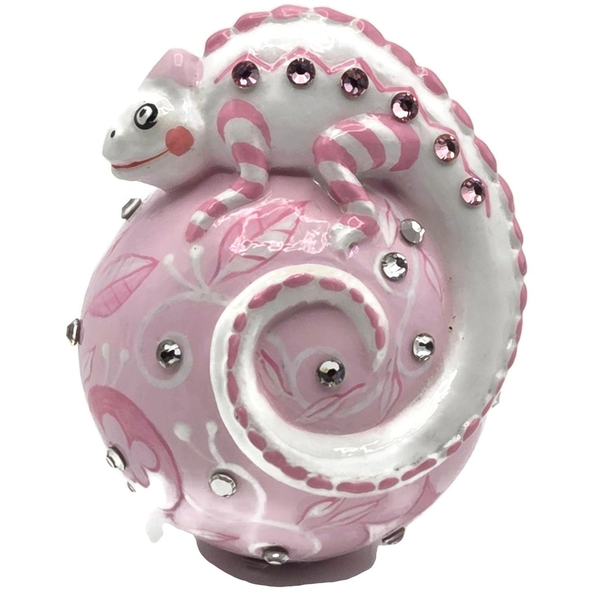 Patricia Breen Miniature Chameleon Sculpture Chinoiserie Pink Ornament CATZ 32531