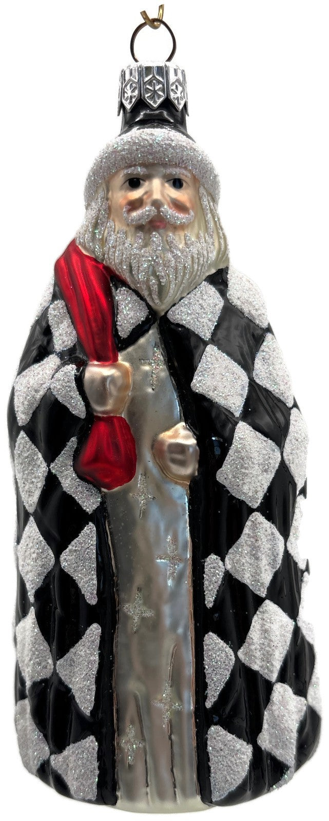 Patricia Breen Saint Louis Santa Black White Diamond Christmas Ornament 97370