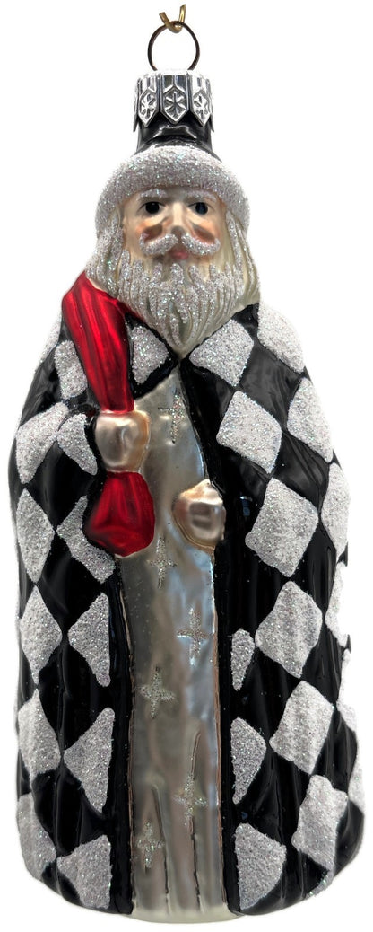 Patricia Breen Saint Louis Santa Black White Diamond Christmas Ornament 97370
