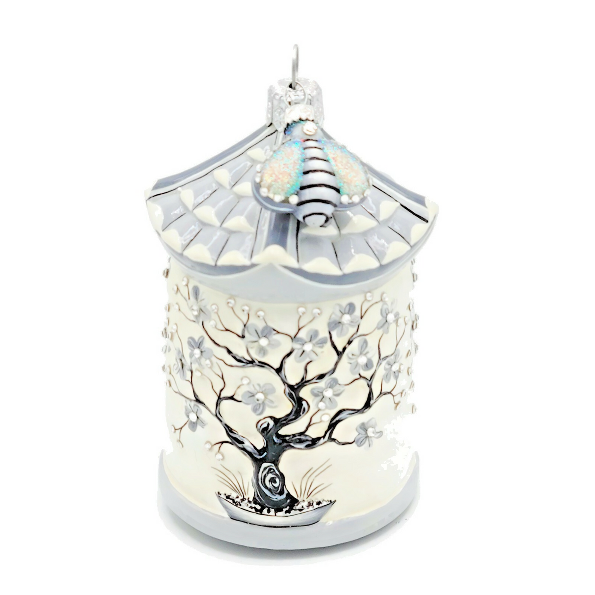 Patricia Breen Zenskep Chinoiserie Black Bee Floral Asian Holiday Ornament 29321