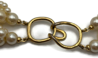 8 Strand Graduated Pearl Style Statement Collar Necklace Gold Tone Clasp9