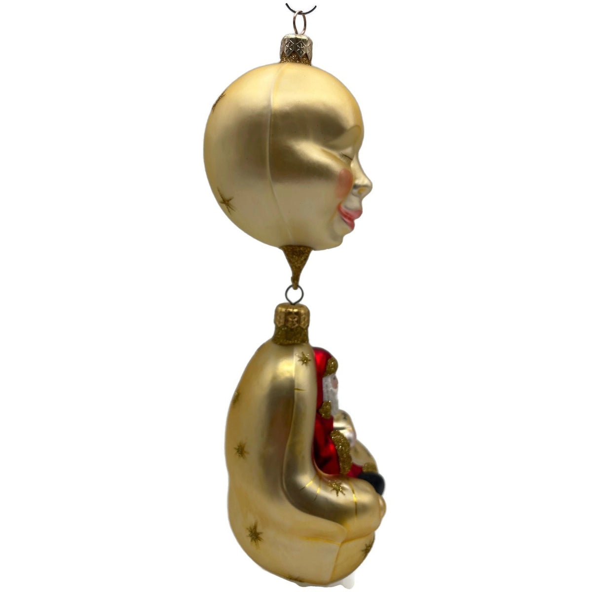 Patricia Breen Checking His List Gold Matte Moon Stars Christmas Ornament 98062