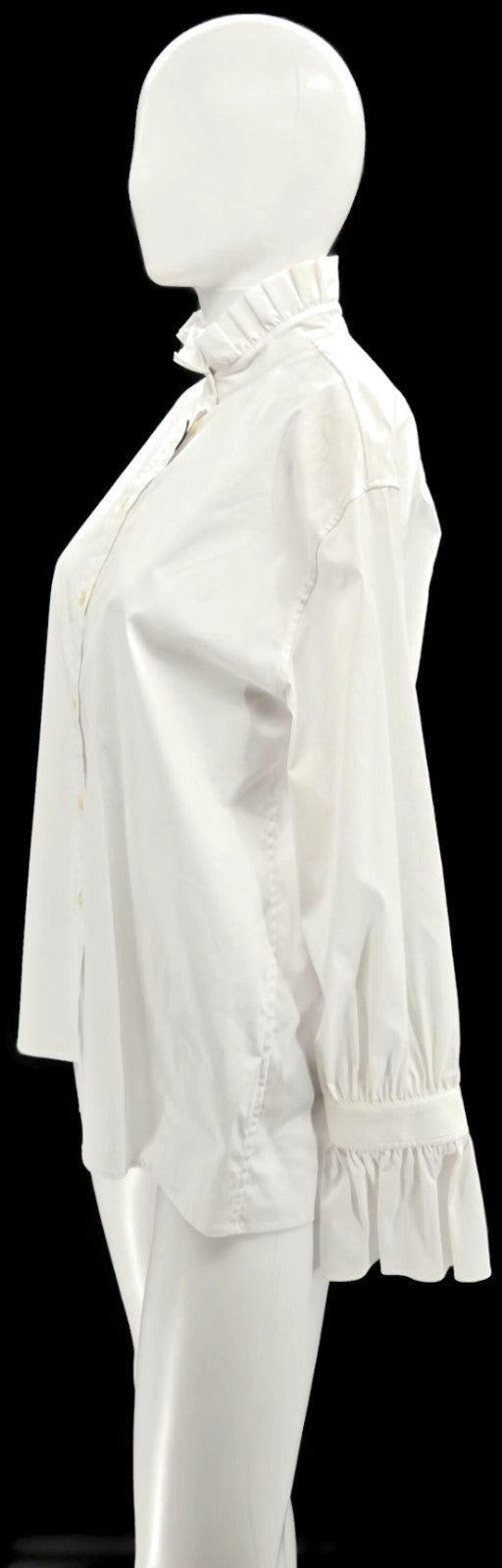Burberry London Women's White Ruffle Collar Cuff Cotton Button Up Shirt US 6 NWT1