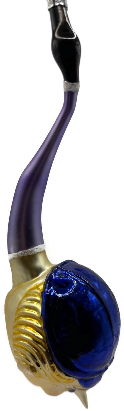 Christopher Radko 1994 Jockey Pipe Blue Gold Glass Ornament 94 051 09