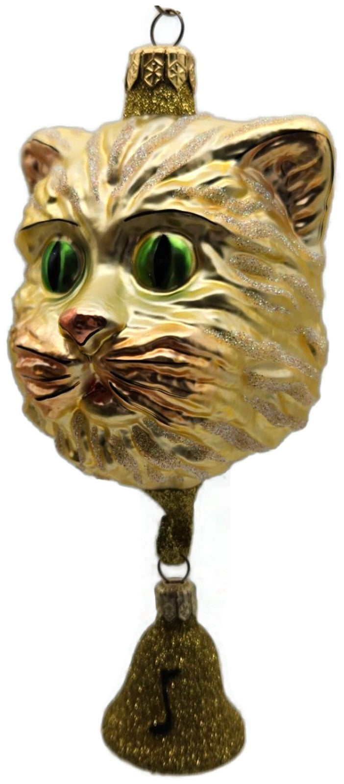 Patricia Breen Here Kitty Kitty Gold Glitter Bell 2 Part Christmas Ornament 97208