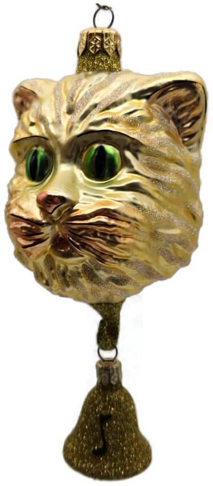 Patricia Breen Here Kitty Kitty Gold Glitter Bell 2 Part Christmas Ornament 97208