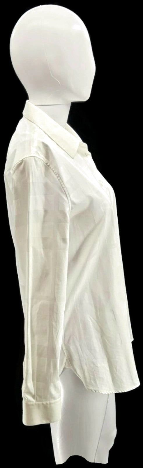 Burberry London White Tonal Check Button Front Shirt Women's Size 8 NWT4