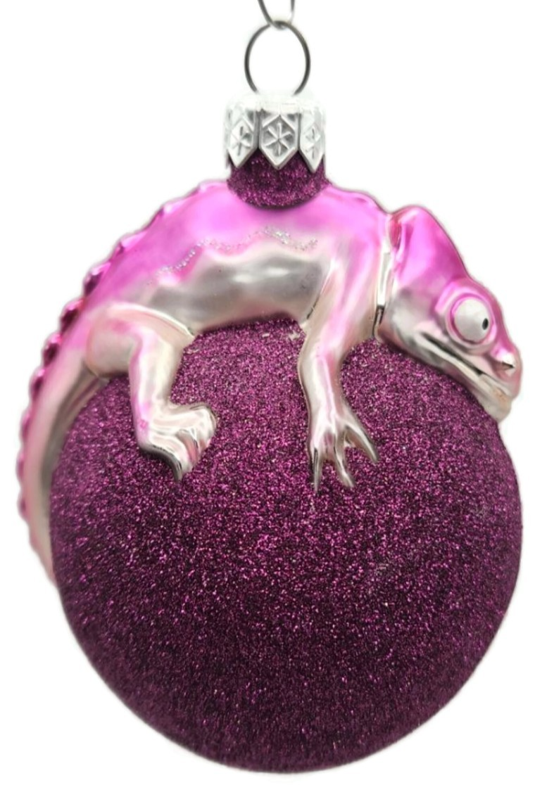 Patricia Breen Chameleon Fuchsia Glittered Christmas Ornament Milaegers 99045
