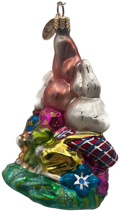 Christopher Radko 2001 Triple Treasure Easter Bunnies Glass Ornament 01 0478 03