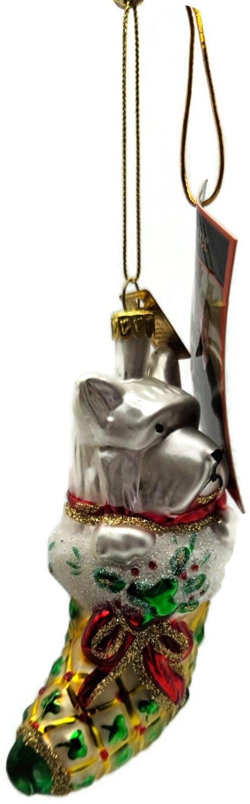 Cobane Studio LLC Dog Celtic Stocking Glitter Glass Christmas Ornament B0155