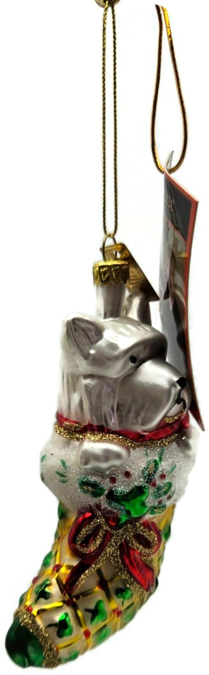 Cobane Studio LLC Dog Celtic Stocking Glitter Glass Christmas Ornament B0155