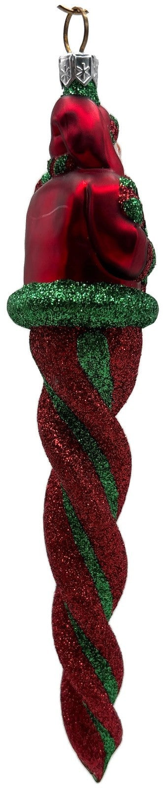 Patricia Breen Santa Sopel Red Twisted Candy Cane Glass Christmas Ornament 23443