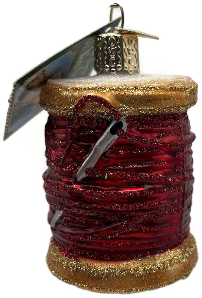 Old World Christmas Spool of Thread Sewing Needle Quilter Merck Red OWC Ornament1