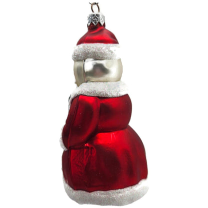 Patricia Breen Santa Snowman Red Matte Coat Green Glass Christmas Ornament 97606