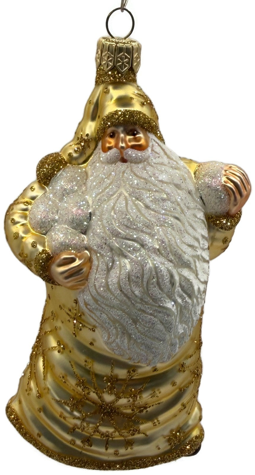 Patricia Breen Snowball Santa Gold Snowflakes Glass Christmas Tree Ornament 22560
