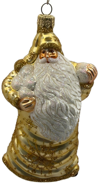 Patricia Breen Snowball Santa Gold Snowflakes Glass Christmas Tree Ornament 22560