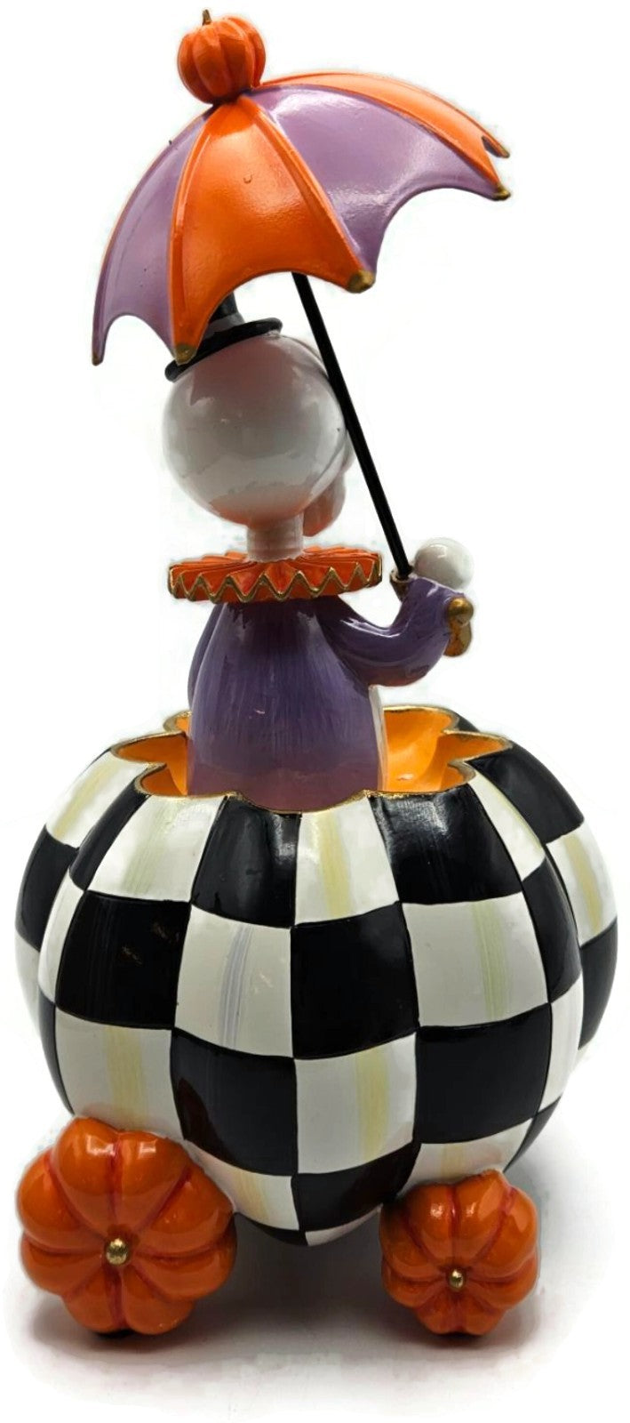 MacKenzie Childs Courtly Check Skeleton Pumpkin Carriage Halloween Figurine5
