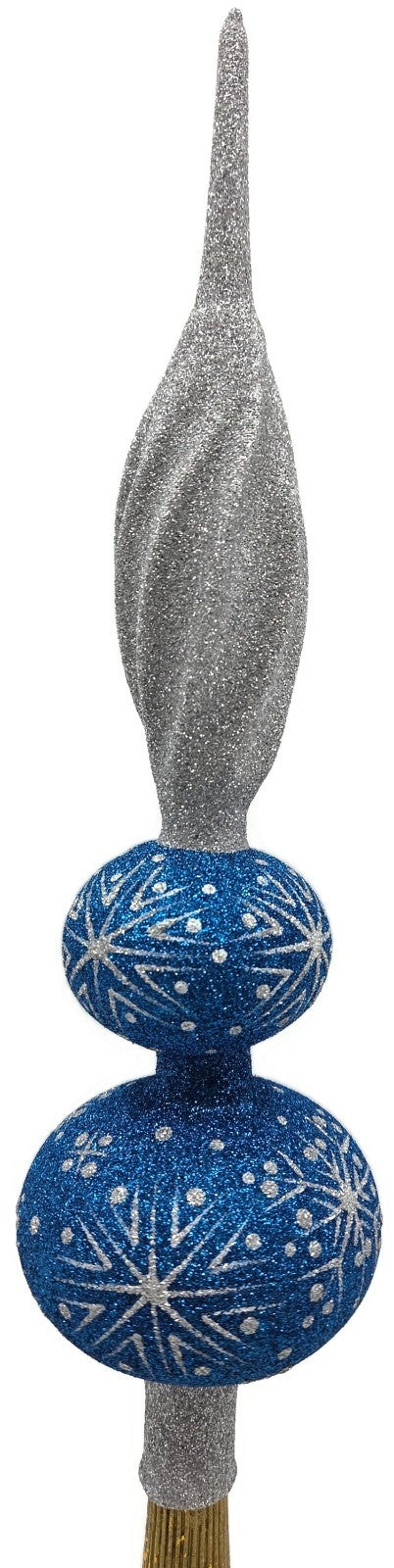 Patricia Breen Miniature Blizzard Finial Blue Silver Christmas Tree Topper 97933