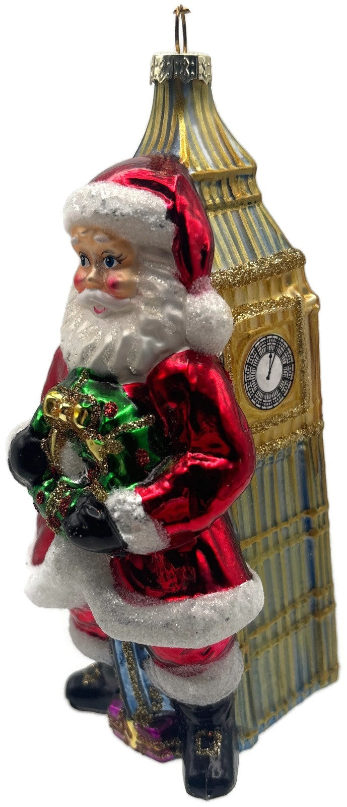 World Market Santa Big Ben London Wreath Glass Christmas Ornament England7