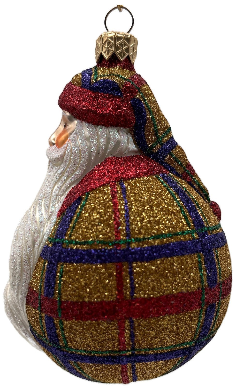 Patricia Breen Santa Du Monde Plaid Red Gold Christmas Tree Ornament CATZ 21316