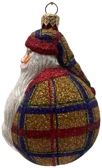 Patricia Breen Santa Du Monde Plaid Red Gold Christmas Tree Ornament CATZ 21316
