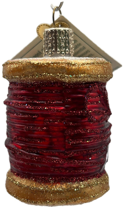 Old World Christmas Spool of Thread Sewing Needle Quilter Merck Red OWC Ornament6