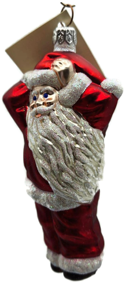 Patricia Breen Hold Onto Your Hat Santa Claus Red Glass Christmas Ornament 97219