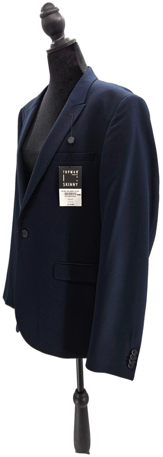 Topman Skinny Fit Suit Jacket Navy Blue Blazer Sport Coat Slim Men's Sz 44R NWT1