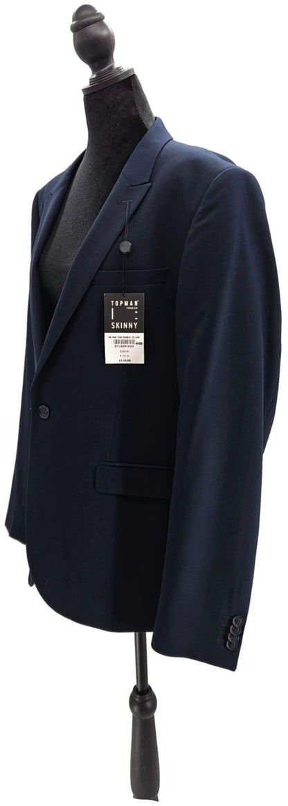 Topman Skinny Fit Suit Jacket Navy Blue Blazer Sport Coat Slim Men's Sz 44R NWT1