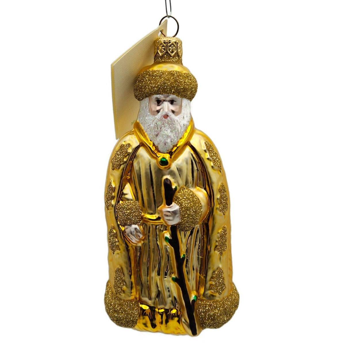 Patricia Breen Santa of the Golden Oaks Gold Glass Christmas Tree Ornament 96410