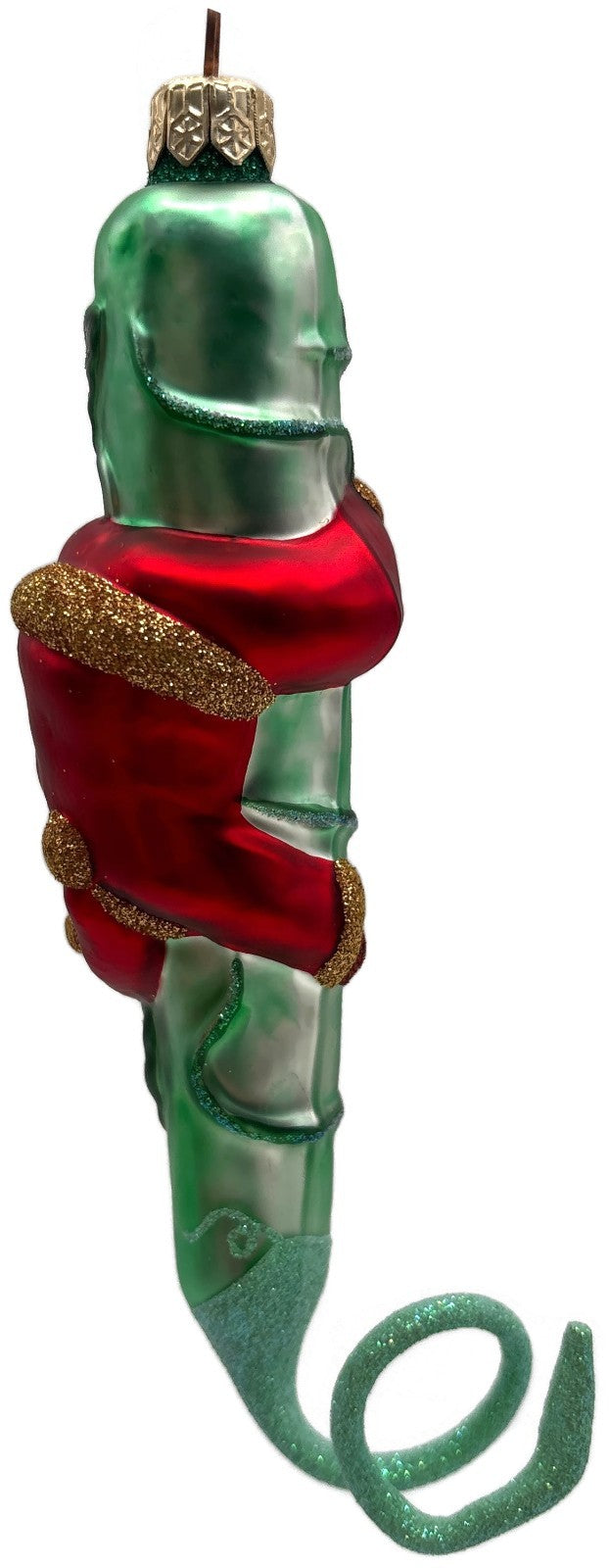 Patricia Breen Santa and the Beanstalk Red Green Matte Christmas Ornament 99287