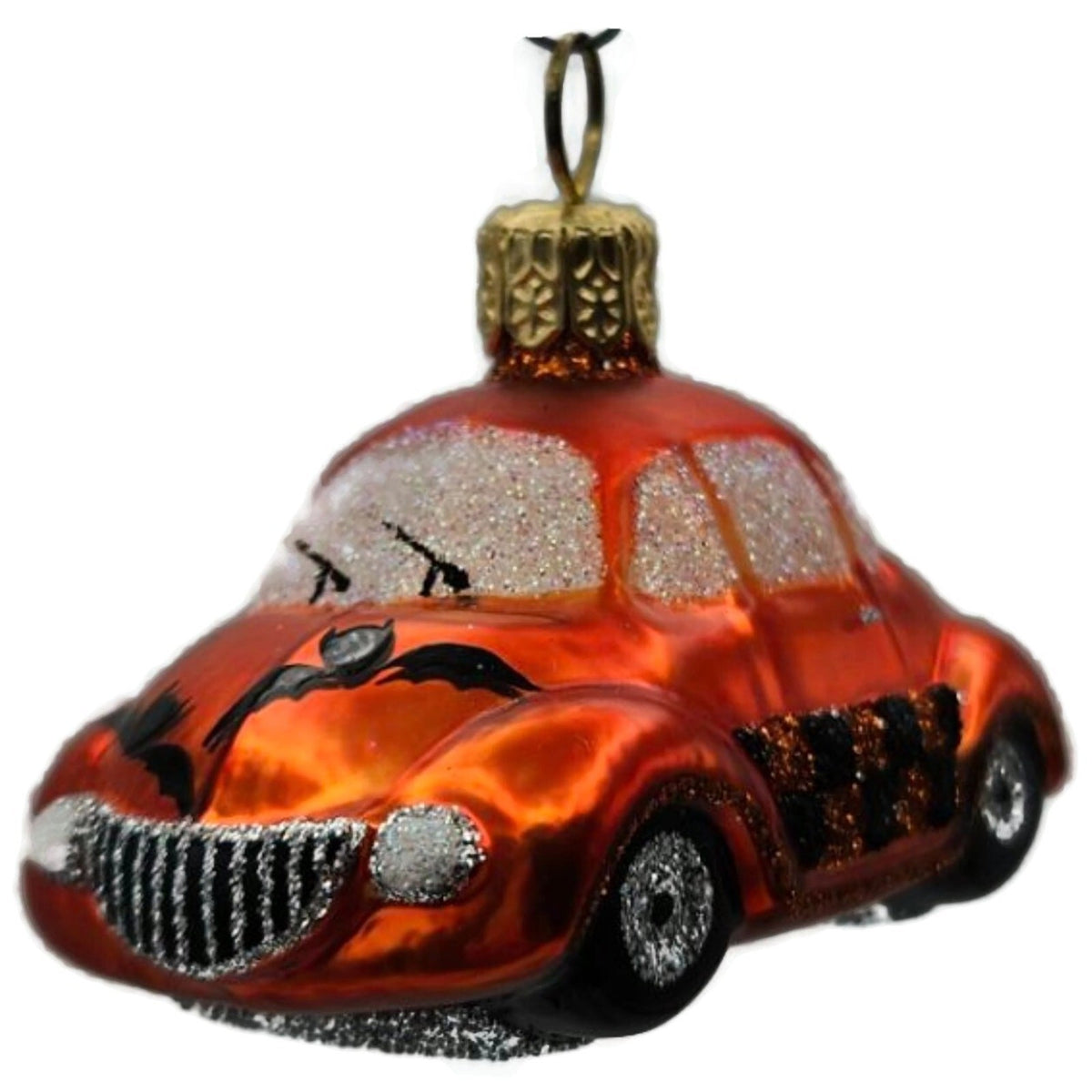 Patricia Breen Miniature Taxi Orange Car Pumpkin Glass Halloween Ornament 23733