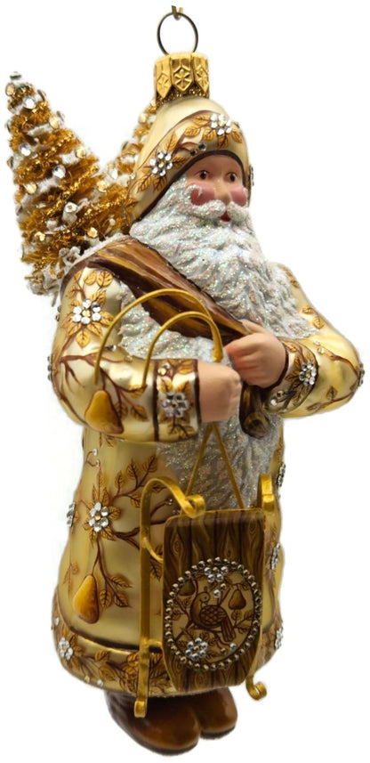 Patricia Breen Oakley Claus Cream Gold Holly Santa Christmas Ornament 34327