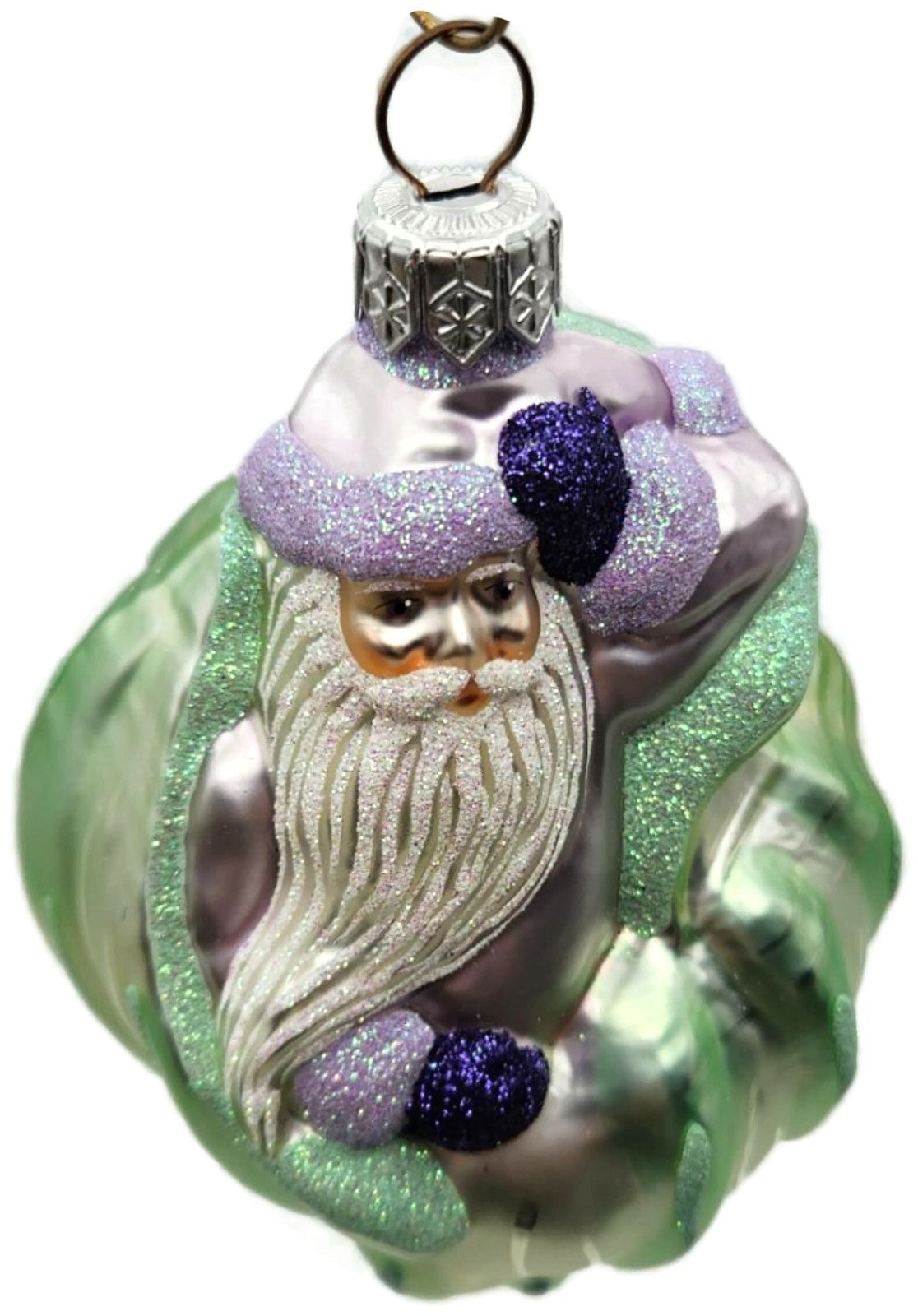 Patricia Breen Coastal Santa Green Lavender Purple Mitten Nautical Ornament 97104