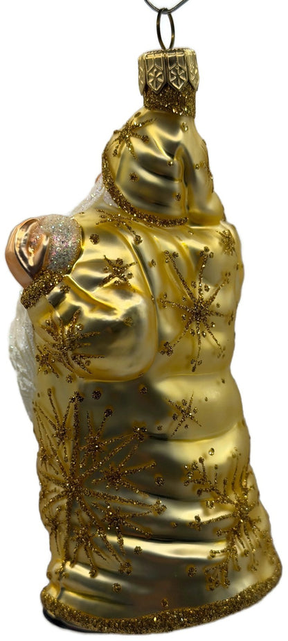 Patricia Breen Snowball Santa Gold Snowflakes Glass Christmas Tree Ornament 22561