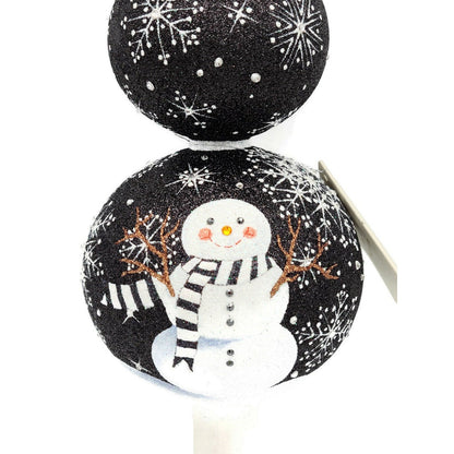 Patricia Breen Snowman Finial Black Snowflakes Stripe Christmas Tree Topper 95811
