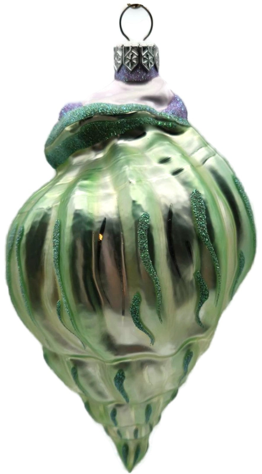 Patricia Breen Coastal Santa Green Lavender Purple Mitten Nautical Ornament 97108