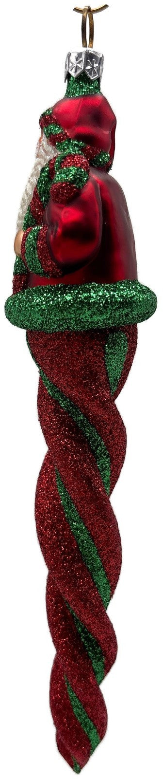 Patricia Breen Santa Sopel Red Twisted Candy Cane Glass Christmas Ornament 23446