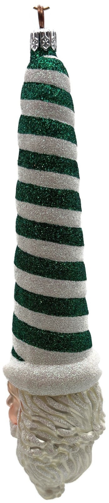 Patricia Breen Sucre Santa Green White Spearmint Striped Christmas Ornament 20384