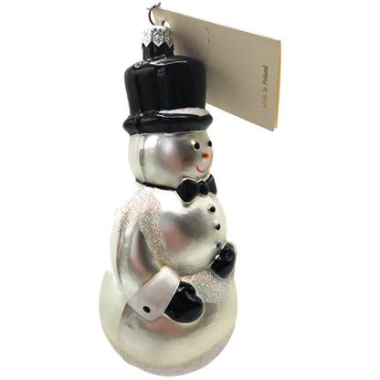 Patricia Breen Top Hat Snowman Matte White Snowflakes Christmas Ornament 97828